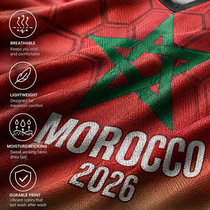 Custom Morocco Soccer Jersey 2026 World Cup, Personalized Name Number Shirt, Unisex Fan Apparel Gift | CD90