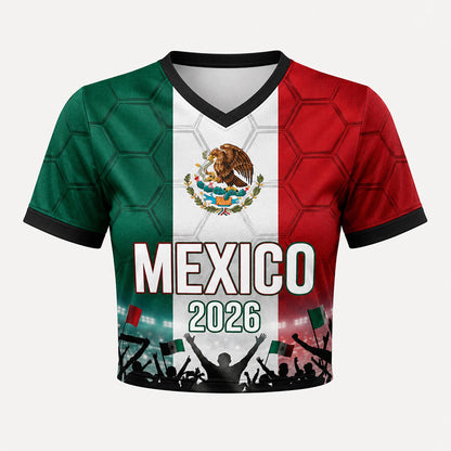 Custom Mexico Crop Top Soccer Jersey 2026, Personalized Name Number World Cup Shirt for Women, Game Day Fan Gift | GA58