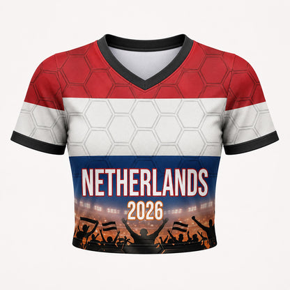 Custom Netherlands Crop Top Soccer Jersey 2026, Personalized Name Number World Cup Shirt for Women, Game Day Fan Gift | IH70