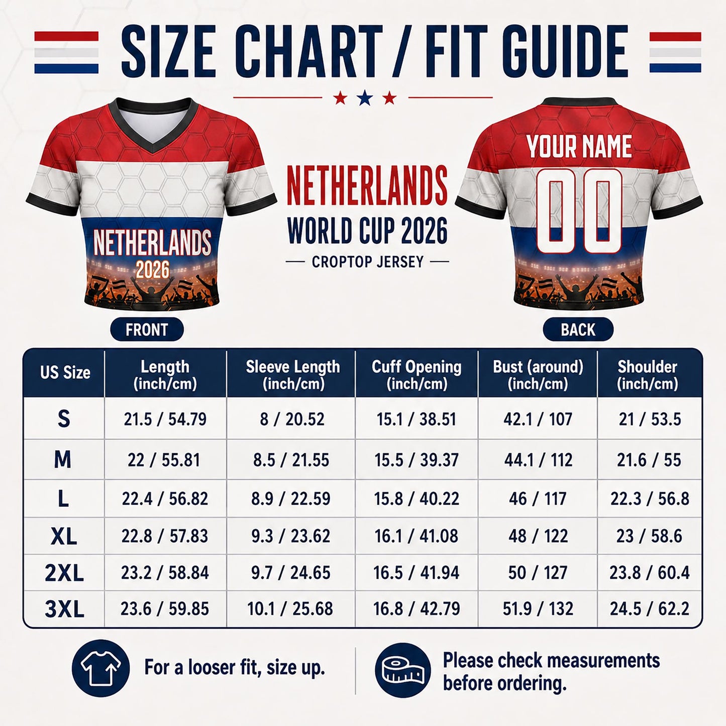 Custom Netherlands Crop Top Soccer Jersey 2026, Personalized Name Number World Cup Shirt for Women, Game Day Fan Gift | IH70