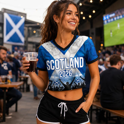 Custom Scotland Crop Top Soccer Jersey 2026, Personalized Name Number World Cup Shirt for Women, Game Day Fan Gift | RY63