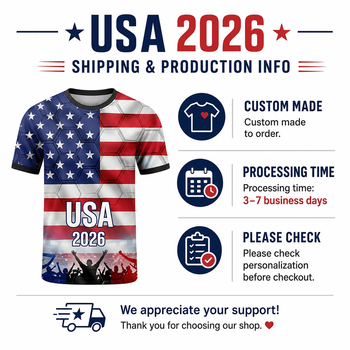 Custom USA Soccer Jersey 2026 World Cup, Personalized Name Number Shirt, Unisex Fan Apparel Gift | DB92