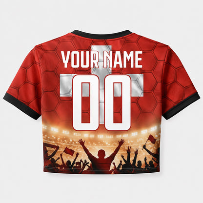 Custom Switzerland Crop Top Soccer Jersey 2026, Personalized Name Number World Cup Shirt for Women, Game Day Fan Gift | DU61