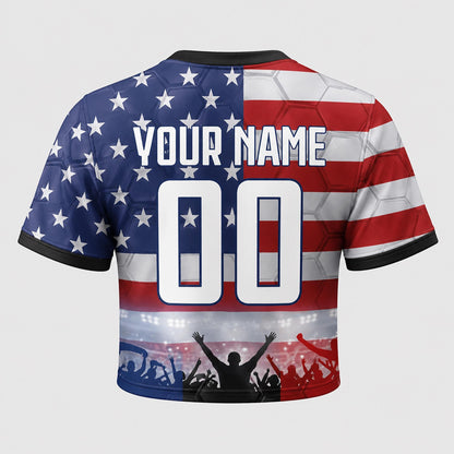 Custom USA Crop Top Soccer Jersey 2026, Personalized Name Number World Cup Shirt for Women, Game Day Fan Gift | GQ28