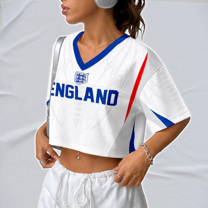 Custom England Soccer Crop Top Jersey, Personalized Name Number Shirt, Football Fan Crop Tee, Bachelorette Party & Festival Outfit | PJ86