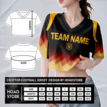 Custom Cheerleading Germany Football Jersey for Women, Personalized Printed Name Number Mesh Crop Top, White Navy Soccer Jersey,German Shirt | YQ86