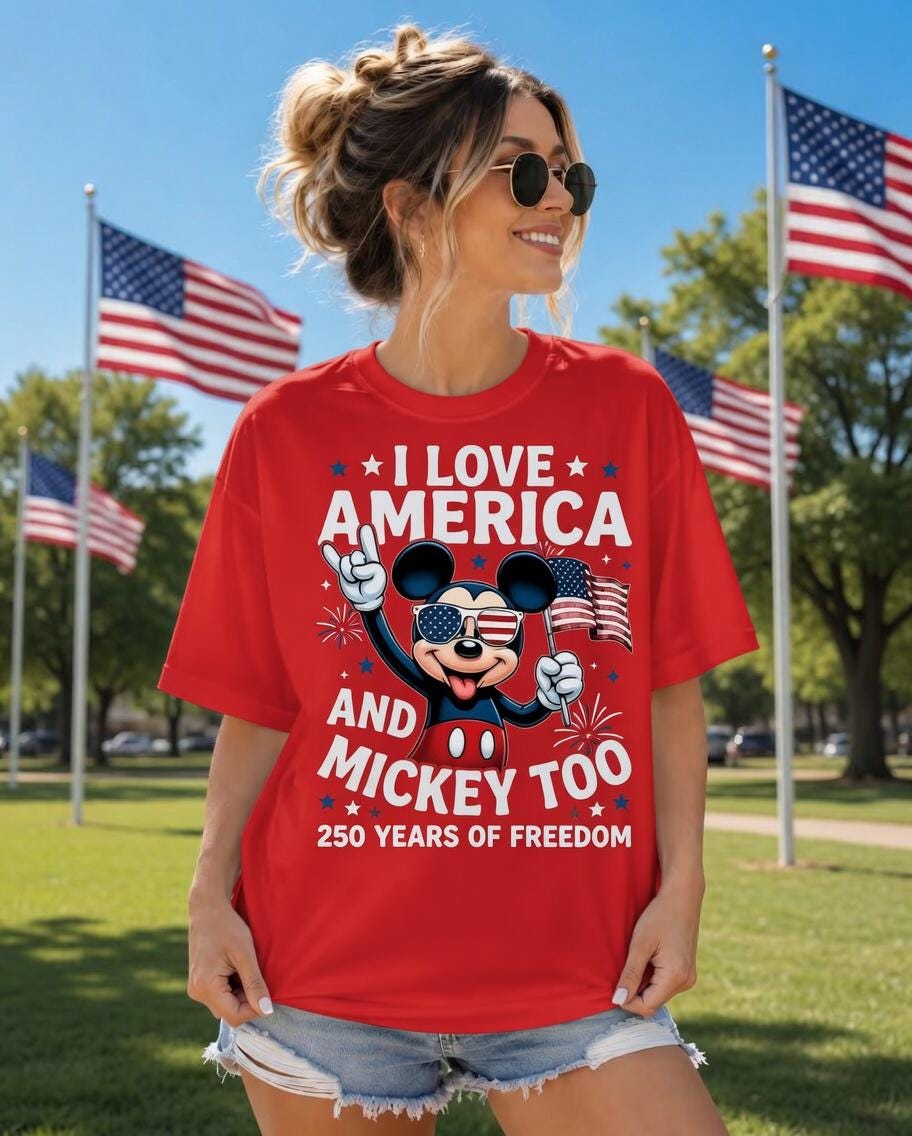 I Love America Mickey Shirt, 250 Years of Freedom Comfort Colors Tee for Women Mom Patriotic July 4th Park Day Gift Outfit | QY19