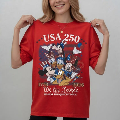 USA 250 Mickey Friends Shirt, Disney Comfort Colors Tee, We the People Patriotic 4th of July Shirt for Women Mom Gift | SB35