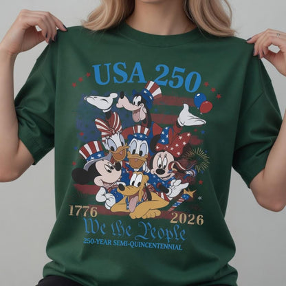 USA 250 Mickey Friends Shirt, Disney Comfort Colors Tee, We the People Patriotic 4th of July Shirt for Women Mom Gift | SB35