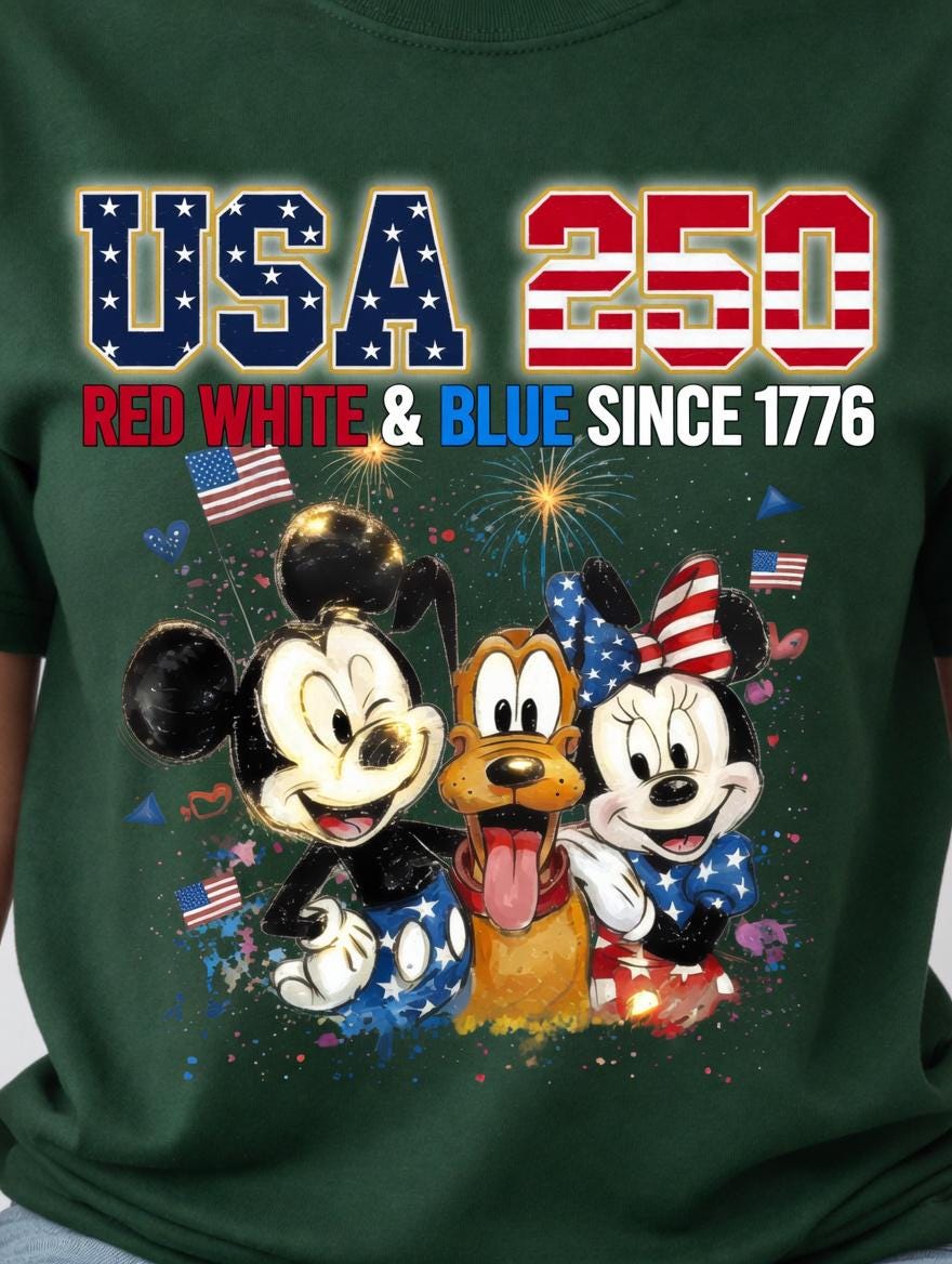 USA 250 Mickey Friends Shirt, Disney Comfort Colors Tee, Red White Blue Since 1776 Patriotic 4th of July Shirt for Women | LY95