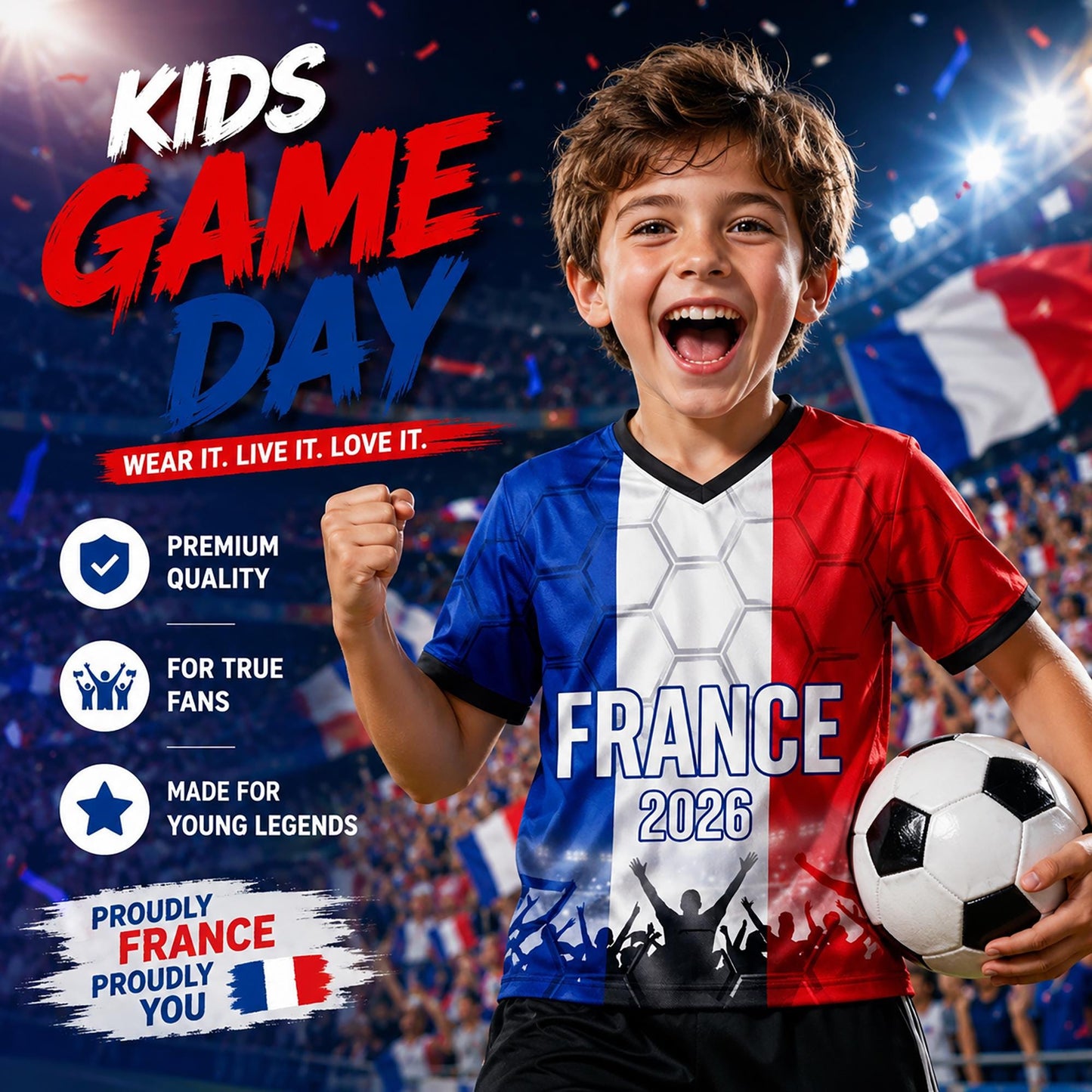Custom France Soccer Jersey 2026 World Cup, Personalized Name Number Shirt for Men Women Kids, France Fan Apparel Gift | GM99