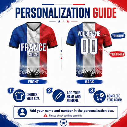 Custom France Soccer Jersey 2026 World Cup, Personalized Name Number Shirt for Men Women Kids, France Fan Apparel Gift | GM99
