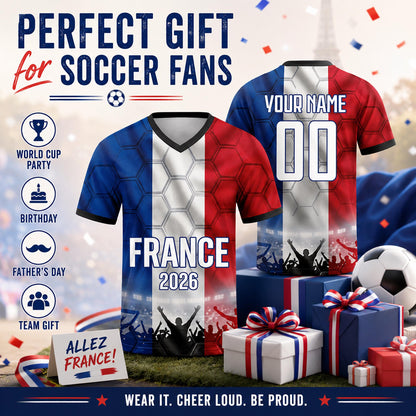 Custom France Soccer Jersey 2026 World Cup, Personalized Name Number Shirt for Men Women Kids, France Fan Apparel Gift | GM99
