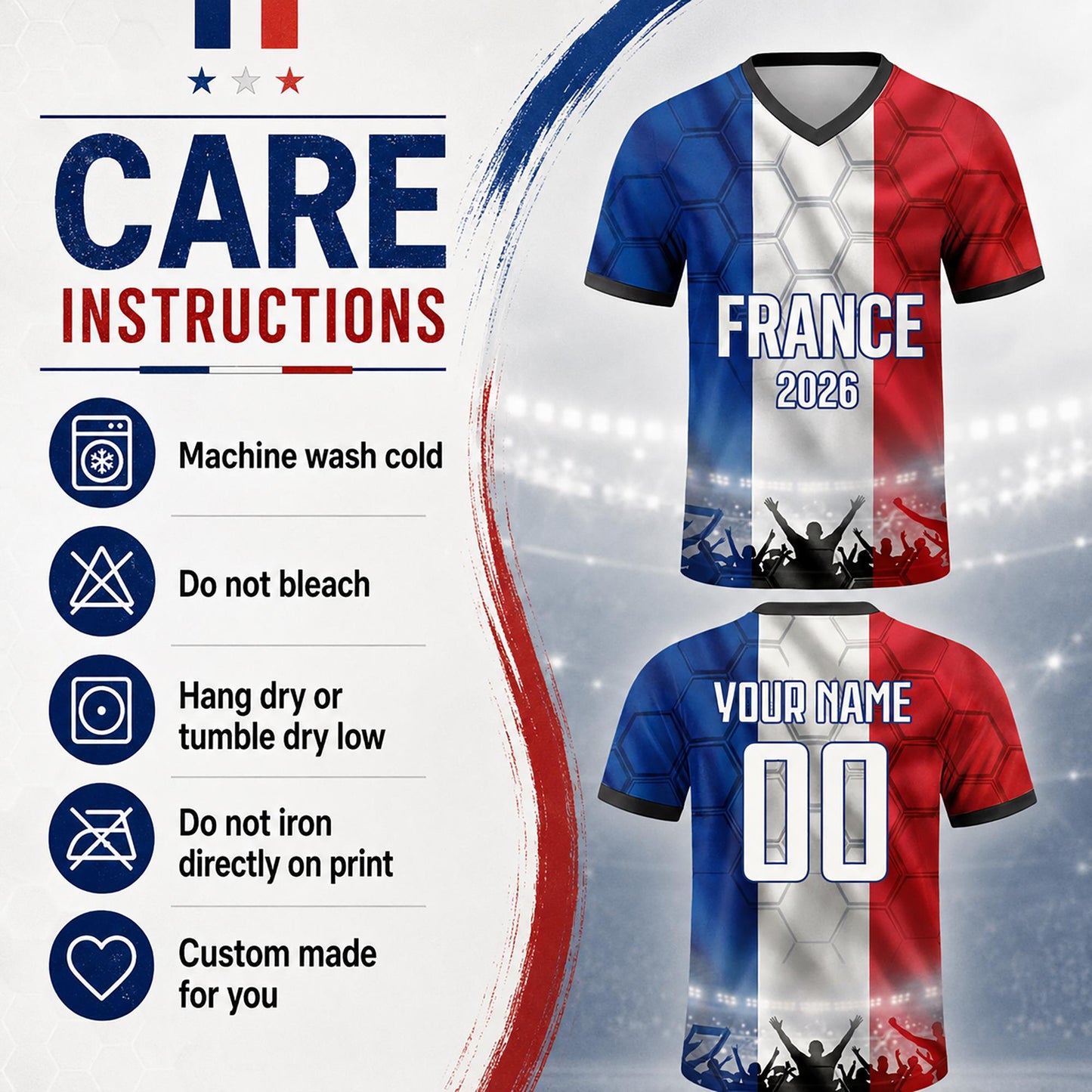 Custom France Soccer Jersey 2026 World Cup, Personalized Name Number Shirt for Men Women Kids, France Fan Apparel Gift | GM99