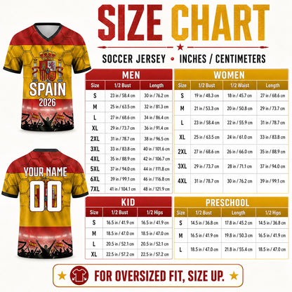 Custom Spain Soccer Jersey 2026 World Cup, Personalized Name Number Shirt for Men Women Kids, Spain Fan Apparel Gift | OP68