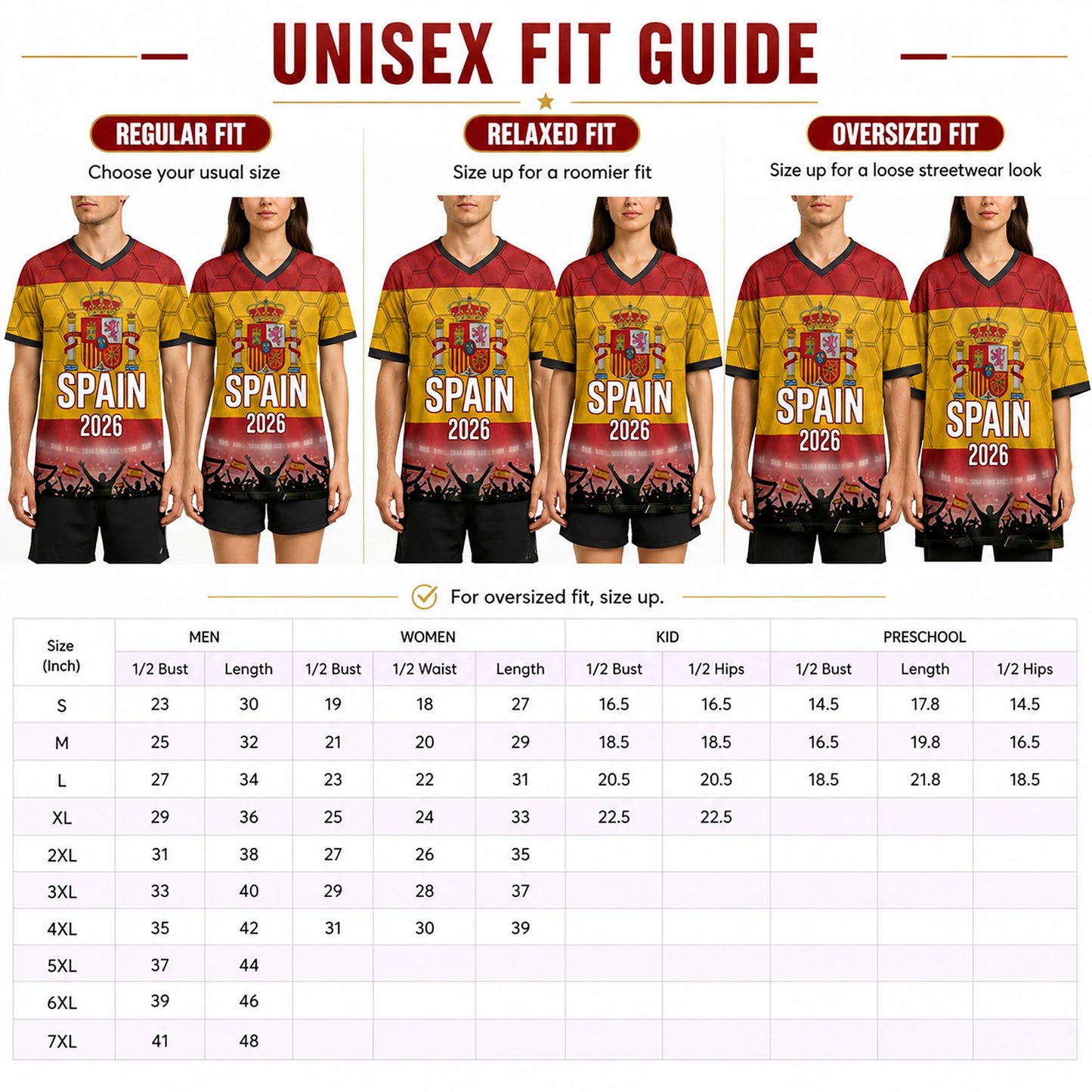 Custom Spain Soccer Jersey 2026 World Cup, Personalized Name Number Shirt for Men Women Kids, Spain Fan Apparel Gift | OP68