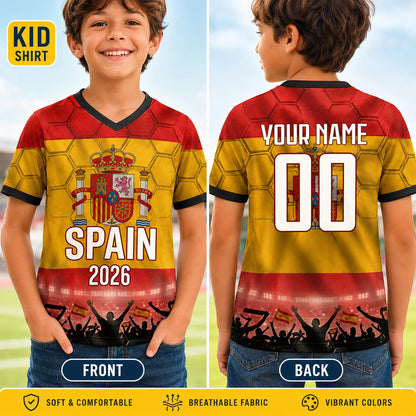 Custom Spain Soccer Jersey 2026 World Cup, Personalized Name Number Shirt for Men Women Kids, Spain Fan Apparel Gift | OP68