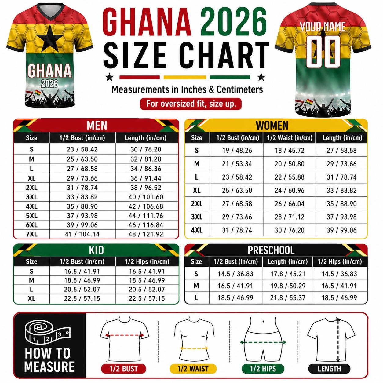 Custom Ghana Soccer Jersey 2026 World Cup, Personalized Name Number Shirt for Men Women Kids, Ghana Fan Apparel Gift | XH33