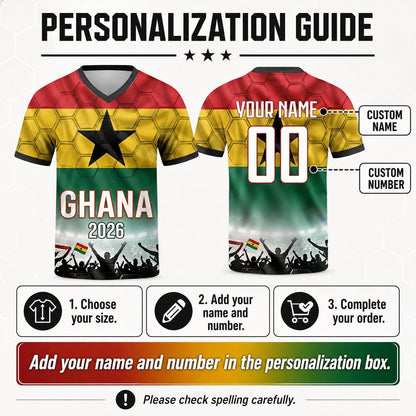 Custom Ghana Soccer Jersey 2026 World Cup, Personalized Name Number Shirt for Men Women Kids, Ghana Fan Apparel Gift | XH33