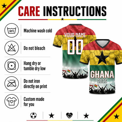 Custom Ghana Soccer Jersey 2026 World Cup, Personalized Name Number Shirt for Men Women Kids, Ghana Fan Apparel Gift | XH33