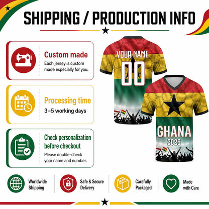 Custom Ghana Soccer Jersey 2026 World Cup, Personalized Name Number Shirt for Men Women Kids, Ghana Fan Apparel Gift | XH33
