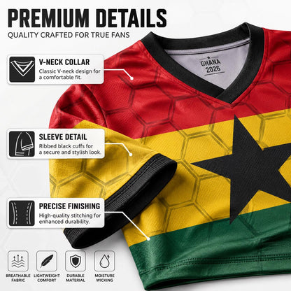 Custom Ghana Soccer Jersey 2026 World Cup, Personalized Name Number Shirt for Men Women Kids, Ghana Fan Apparel Gift | XH33