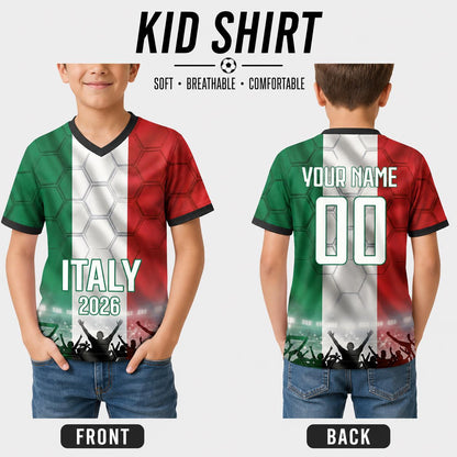 Custom Italy Soccer Jersey 2026 World Cup, Personalized Name Number Shirt for Men Women Kids, Italy Fan Apparel Gift | SK86