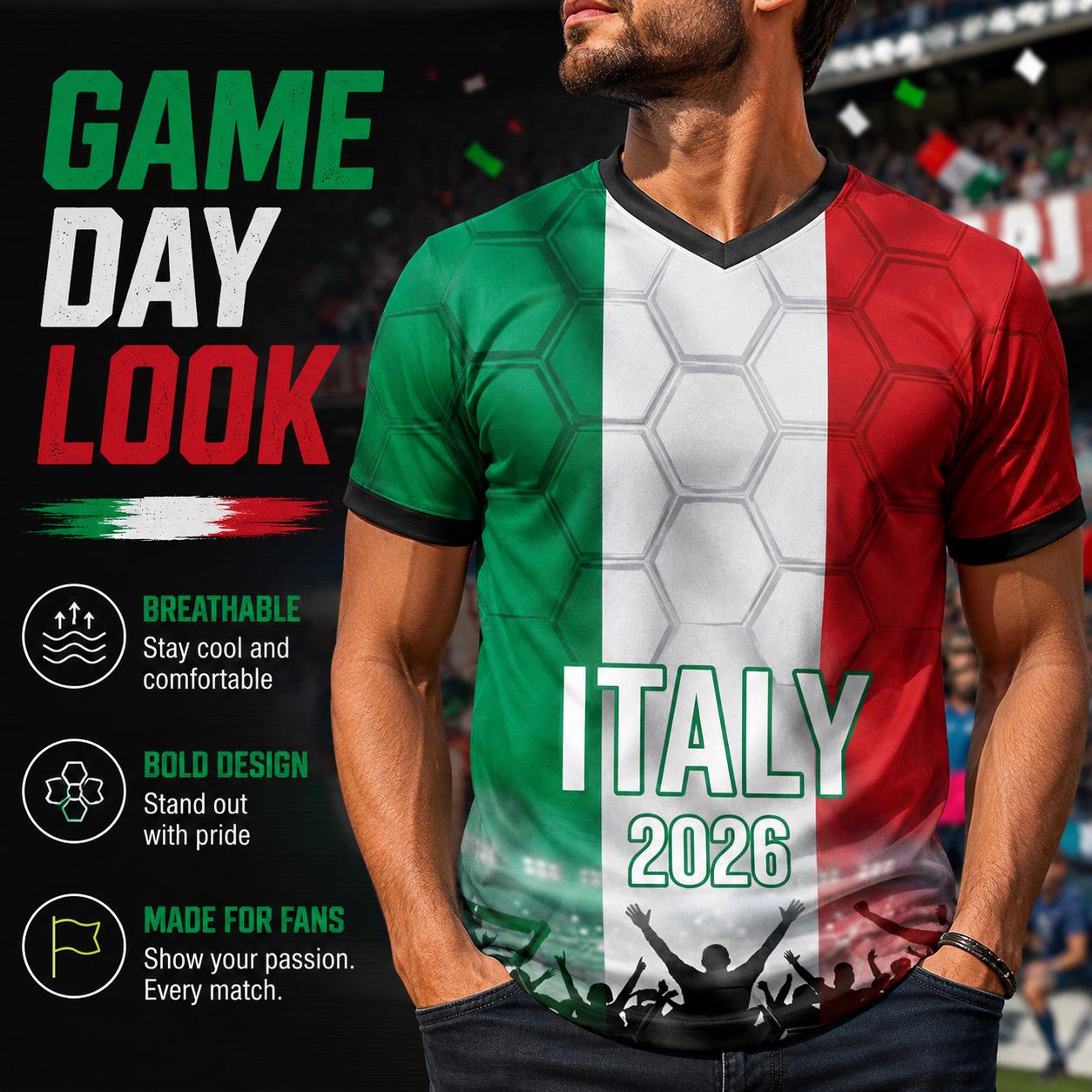 Custom Italy Soccer Jersey 2026 World Cup, Personalized Name Number Shirt for Men Women Kids, Italy Fan Apparel Gift | SK86