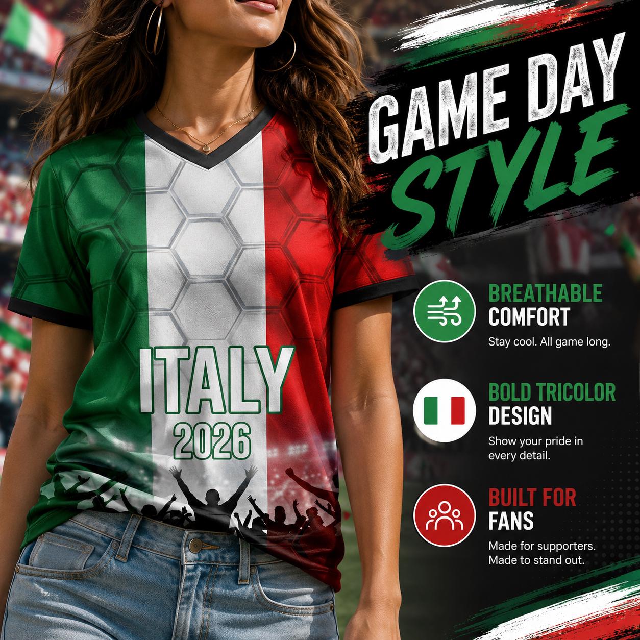 Custom Italy Soccer Jersey 2026 World Cup, Personalized Name Number Shirt for Men Women Kids, Italy Fan Apparel Gift | SK86