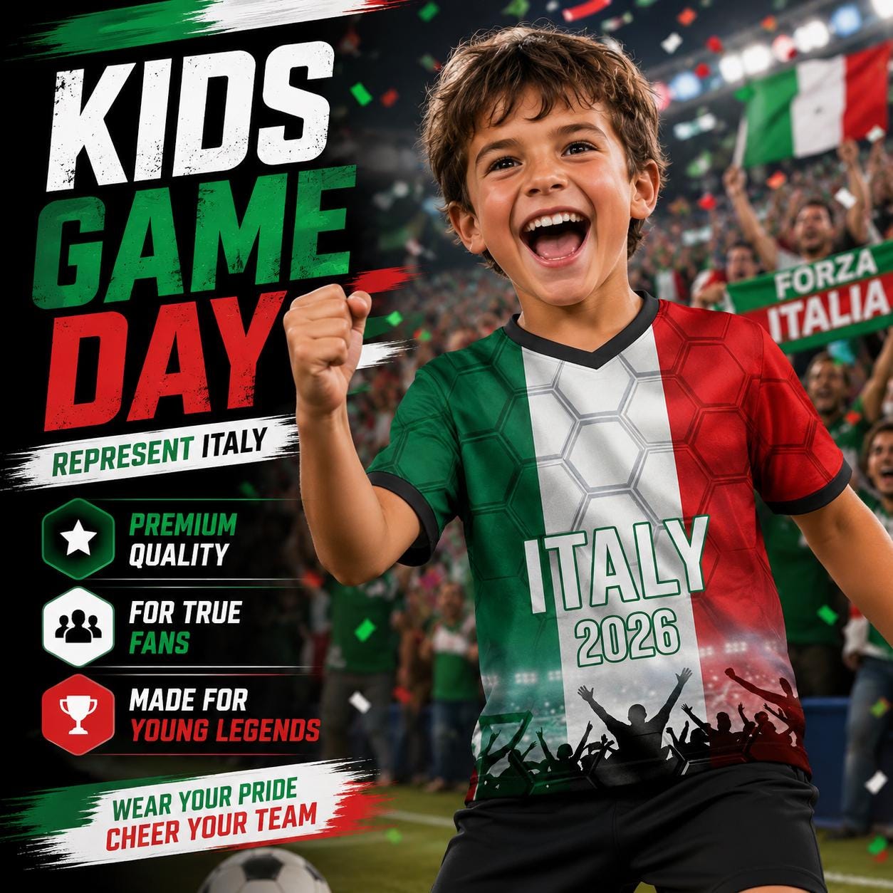 Custom Italy Soccer Jersey 2026 World Cup, Personalized Name Number Shirt for Men Women Kids, Italy Fan Apparel Gift | SK86