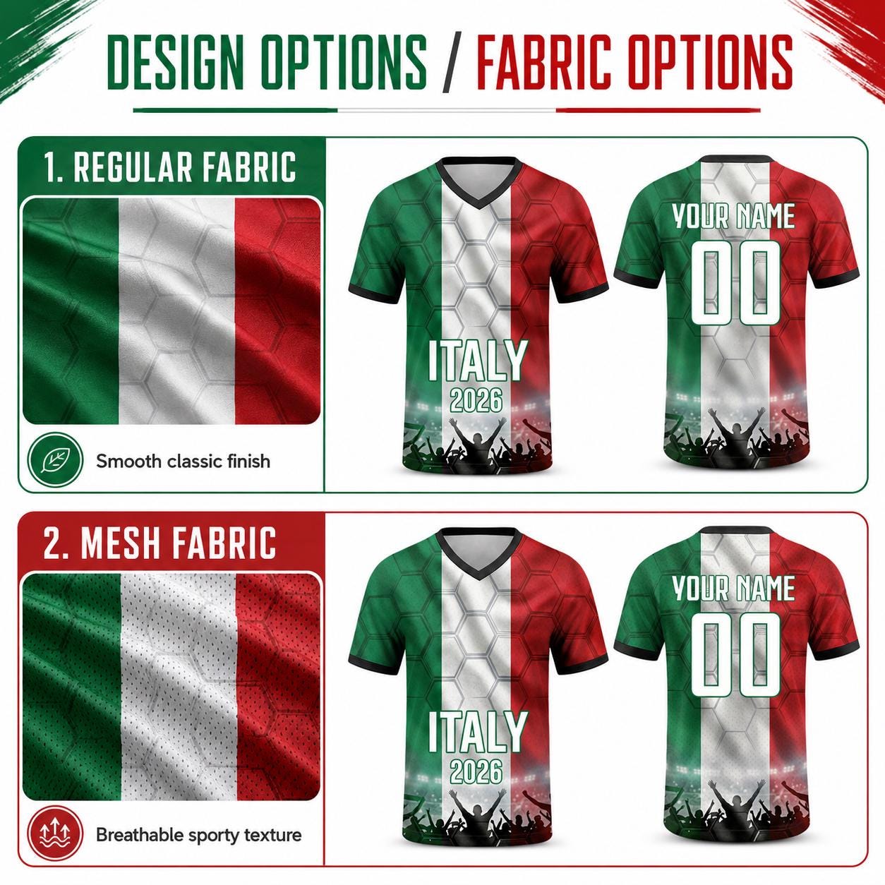 Custom Italy Soccer Jersey 2026 World Cup, Personalized Name Number Shirt for Men Women Kids, Italy Fan Apparel Gift | SK86