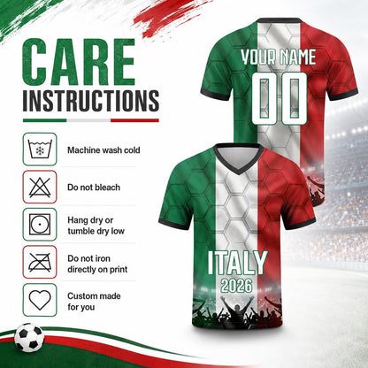Custom Italy Soccer Jersey 2026 World Cup, Personalized Name Number Shirt for Men Women Kids, Italy Fan Apparel Gift | SK86