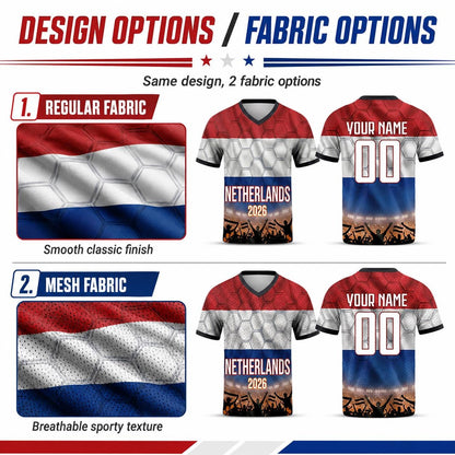 Custom Netherlands Soccer Jersey 2026 World Cup, Personalized Name Number Shirt for Men Women Kids, Netherlands Fan Apparel Gift | XN88