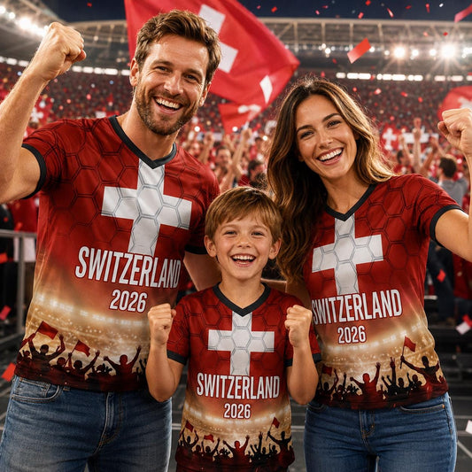 Custom Switzerland Soccer Jersey 2026 World Cup, Personalized Name Number Shirt for Men Women Kids, Switzerland Fan Apparel Gift | AZ96