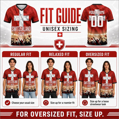 Custom Switzerland Soccer Jersey 2026 World Cup, Personalized Name Number Shirt for Men Women Kids, Switzerland Fan Apparel Gift | AZ96