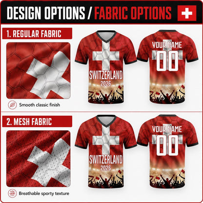 Custom Switzerland Soccer Jersey 2026 World Cup, Personalized Name Number Shirt for Men Women Kids, Switzerland Fan Apparel Gift | AZ96