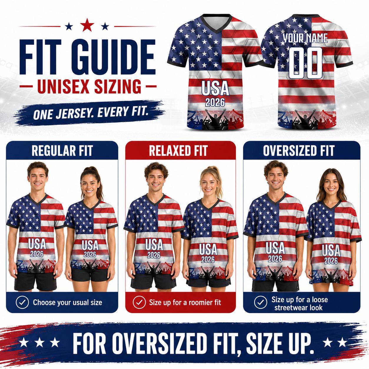 Custom USA Soccer Jersey 2026 World Cup, Personalized Name Number Shirt for Men Women Kids, USA Fan Apparel Gift | LR95