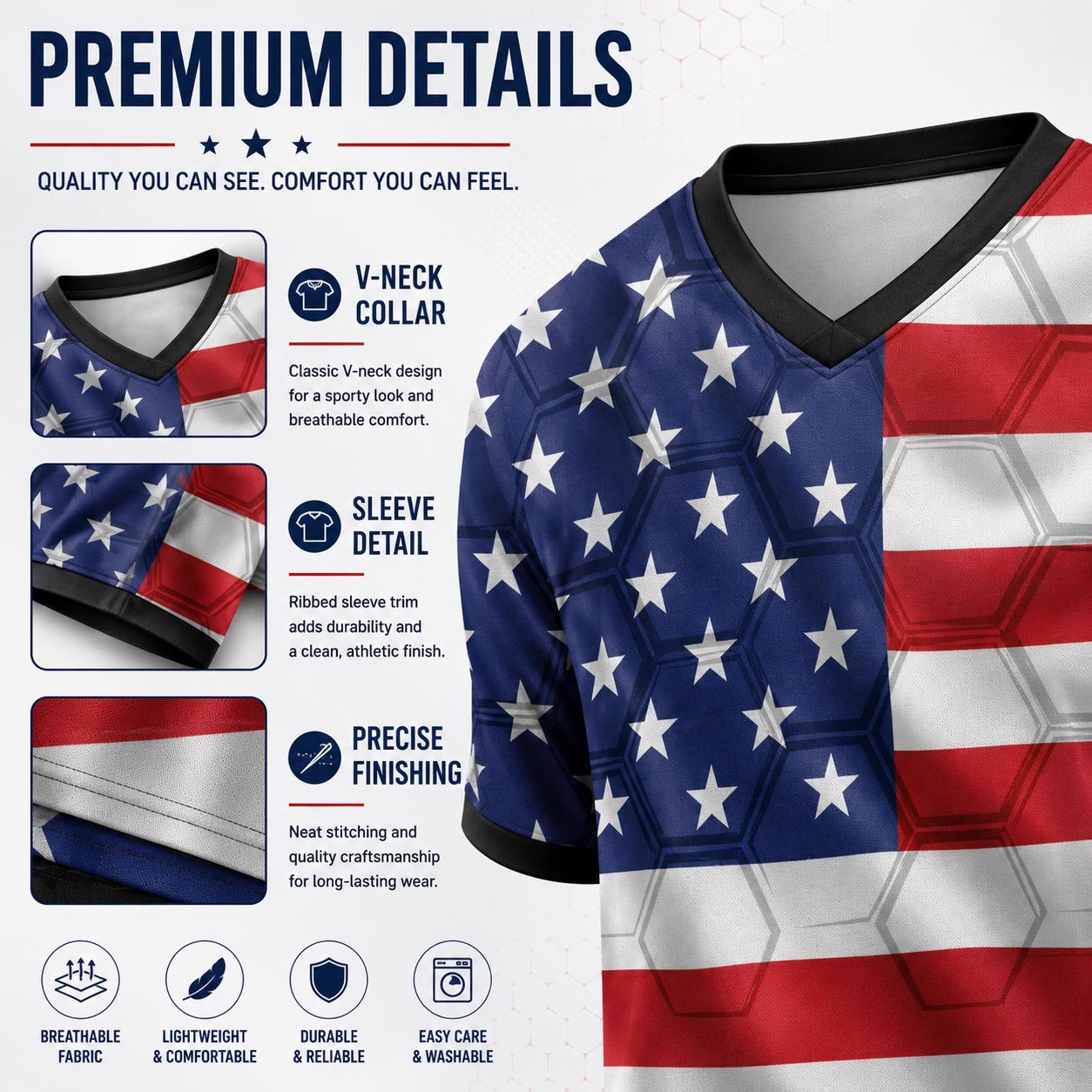 Custom USA Soccer Jersey 2026 World Cup, Personalized Name Number Shirt for Men Women Kids, USA Fan Apparel Gift | LR95
