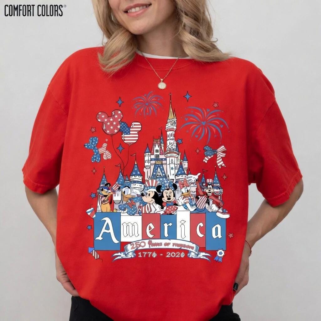 America 250 Mickey Friends Shirt, Disney Castle Comfort Colors Tee, Patriotic 4th of July Shirt, Park Day Gift for Mom | SV99
