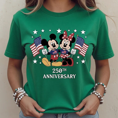 Mickey Minnie 250th Anniversary Shirt, Disney Comfort Colors Tee, Patriotic 4th of July Shirt, American Flag Gift for Mom | QR22