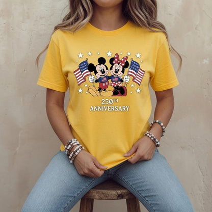 Mickey Minnie 250th Anniversary Shirt, Disney Comfort Colors Tee, Patriotic 4th of July Shirt, American Flag Gift for Mom | QR22