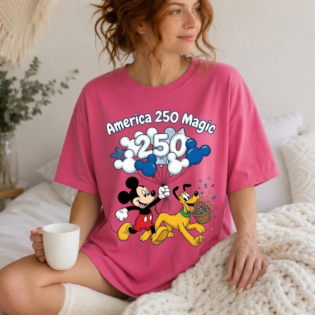 America 250 Magic Shirt, Disney Mickey Pluto Comfort Colors Tee, Patriotic 4th of July Shirt, Park Day Gift for Mom | EV25