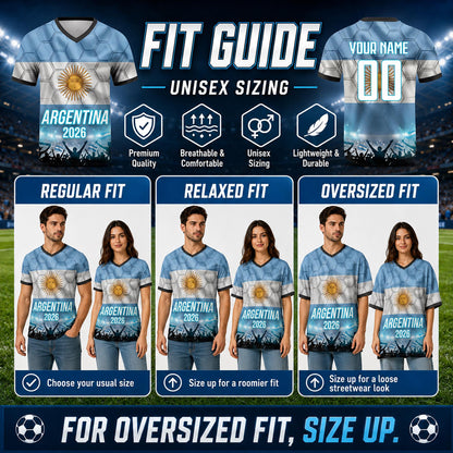 Custom Argentina Soccer Jersey 2026 World Cup, Personalized Name Number Shirt for Men Women Kids, Argentina Fan Apparel Gift | AR44