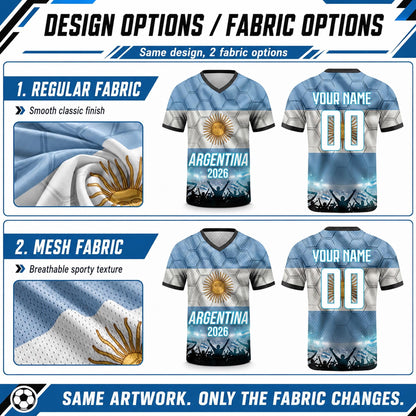 Custom Argentina Soccer Jersey 2026 World Cup, Personalized Name Number Shirt for Men Women Kids, Argentina Fan Apparel Gift | AR44