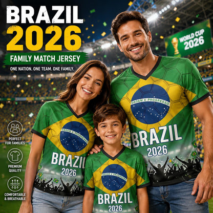 Custom Brazil Soccer Jersey 2026 World Cup, Personalized Name Number Shirt for Men Women Kids, Brazil Fan Apparel Gift | BX91
