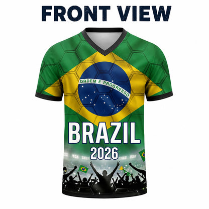 Custom Brazil Soccer Jersey 2026 World Cup, Personalized Name Number Shirt for Men Women Kids, Brazil Fan Apparel Gift | BX91