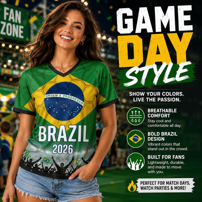 Custom Brazil Soccer Jersey 2026 World Cup, Personalized Name Number Shirt for Men Women Kids, Brazil Fan Apparel Gift | BX91