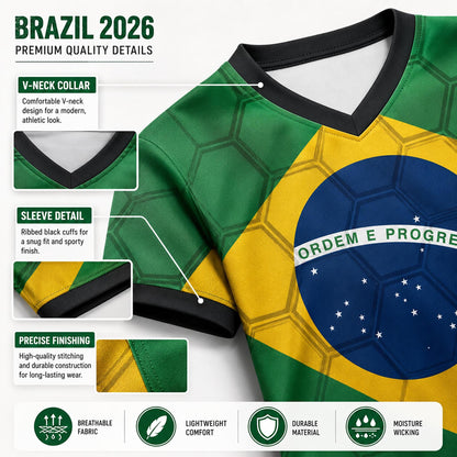 Custom Brazil Soccer Jersey 2026 World Cup, Personalized Name Number Shirt for Men Women Kids, Brazil Fan Apparel Gift | BX91