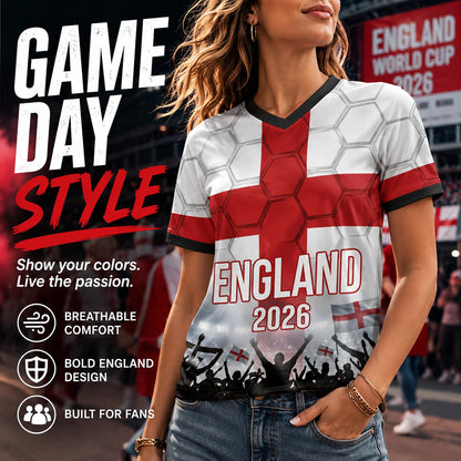 Custom England Soccer Jersey 2026 World Cup, Personalized Name Number Shirt for Men Women Kids, England Fan Apparel Gift | DE53