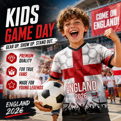 Custom England Soccer Jersey 2026 World Cup, Personalized Name Number Shirt for Men Women Kids, England Fan Apparel Gift | DE53